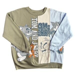 Tom and Jerry Women XL Colorblock Graphic Sweatshirt Green Artichoke‎ T9SN859-A